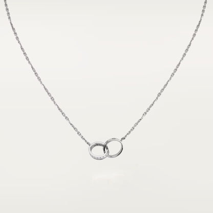 [Love's Uplift]LOVE DOUBLE RING HALF DIAMOND NECKLACE