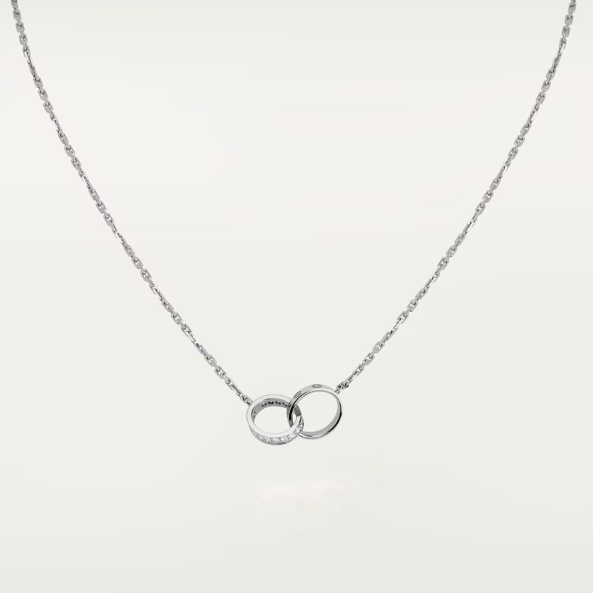 [Love's Uplift]LOVE DOUBLE RING HALF DIAMOND NECKLACE