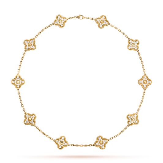 [Love's Uplift]CLOVER 10 MOTIFS DIAMOND NECKLACE