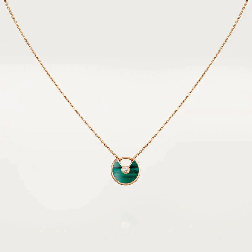 [Love's Uplift]AMULETTE ROSE GOLD MALACHITE NECKLACE