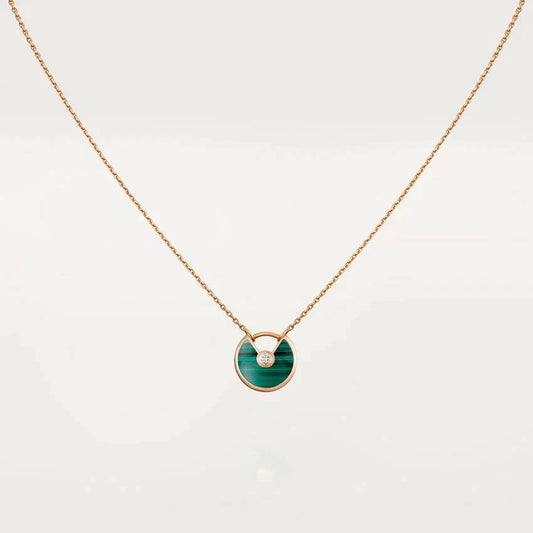 [Love's Uplift]AMULETTE ROSE GOLD MALACHITE NECKLACE