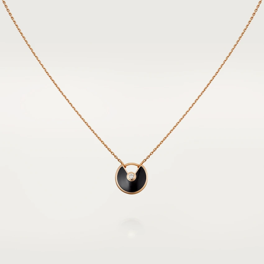 [Love's Uplift]AMULETTE ROSE GOLD ONYX NECKLACE