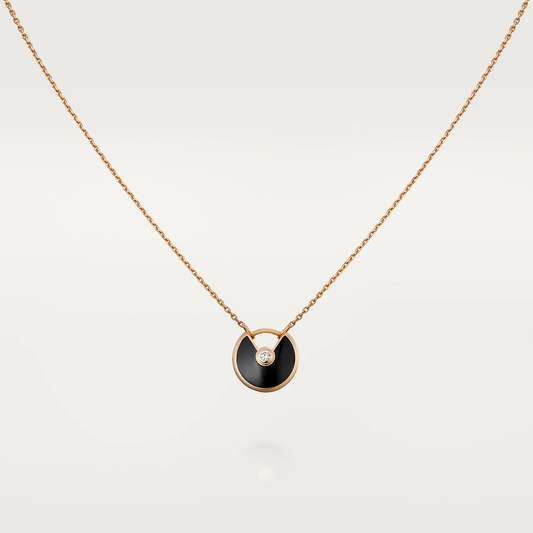[Love's Uplift]AMULETTE ROSE GOLD ONYX NECKLACE