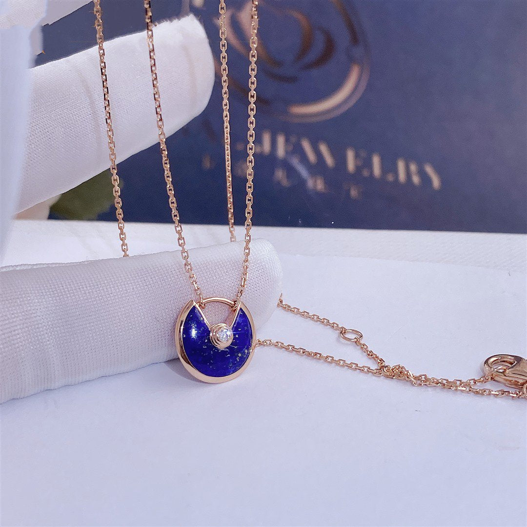 [Love's Uplift]AMULETTE ROSE GOLD AGATE NECKLACE