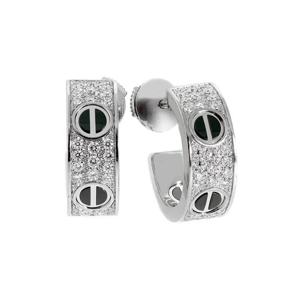 [Love's Uplift]LOVE CERAMIC DIAMOND PAVED SILVER EARRINGS