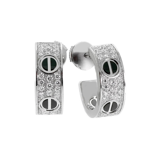 [Love's Uplift]LOVE CERAMIC DIAMOND PAVED SILVER EARRINGS