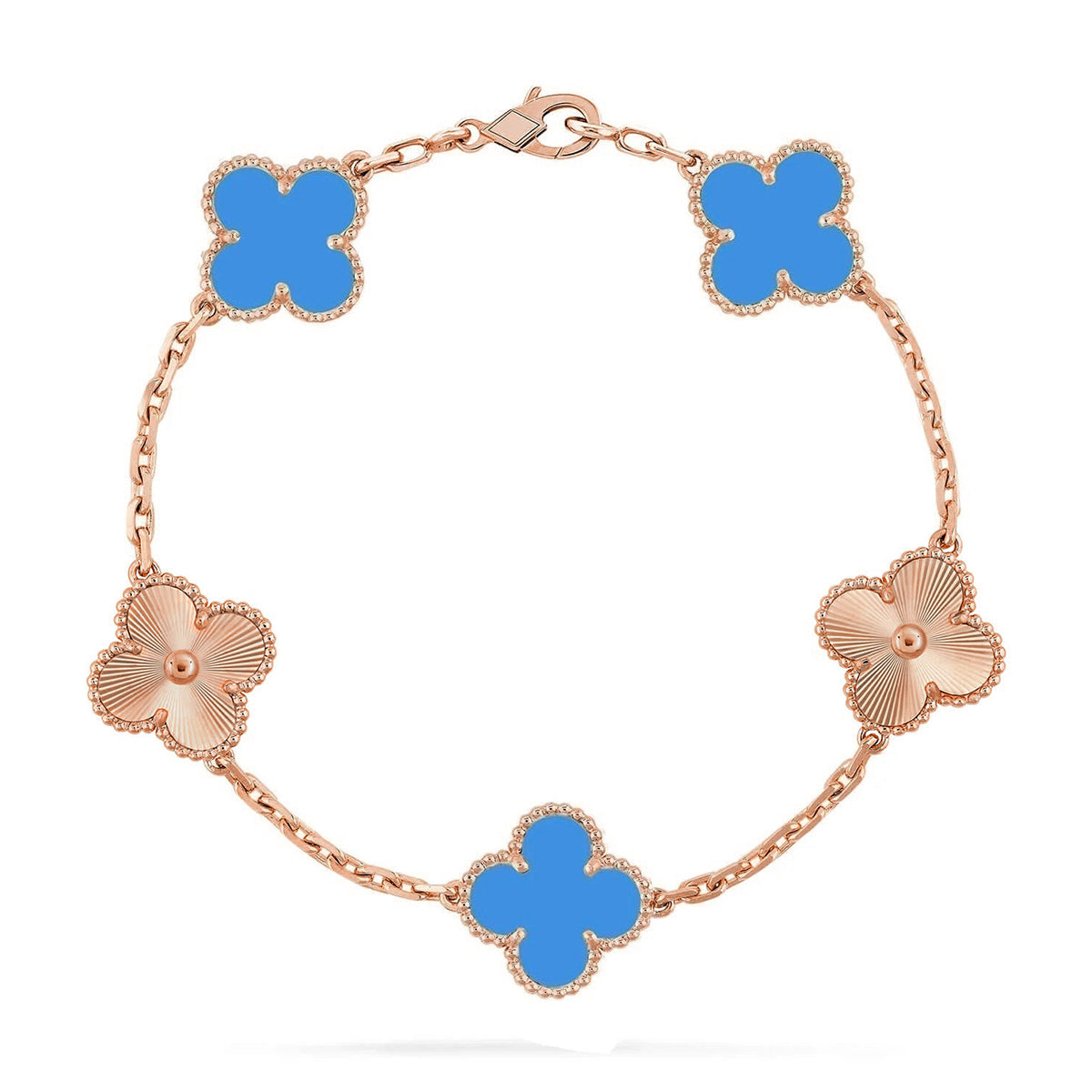 [Love's Uplift] CLOVER 5 MOTIF BLUE AGATE BRACELET COLLECTION