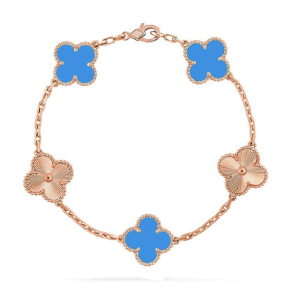 [Love's Uplift] CLOVER 5 MOTIF BLUE AGATE BRACELET COLLECTION