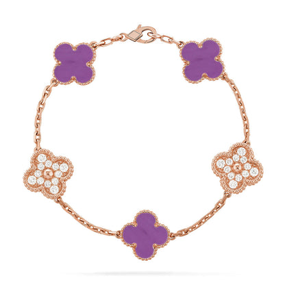 [Love's Uplift] CLOVER 5 MOTIF VIOLET BRACELET COLLECTION
