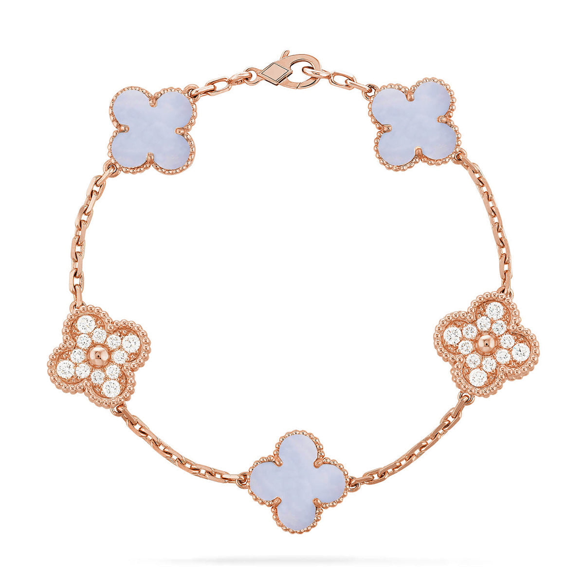 [Love's Uplift] CLOVER 5 MOTIF PURPLE CHALCEDONY BRACELET COLLECTION