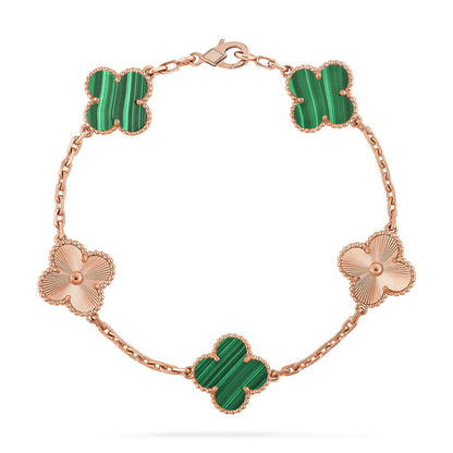 [Love's Uplift] CLOVER 5 MOTIF MALACHITE BRACELET COLLECTION