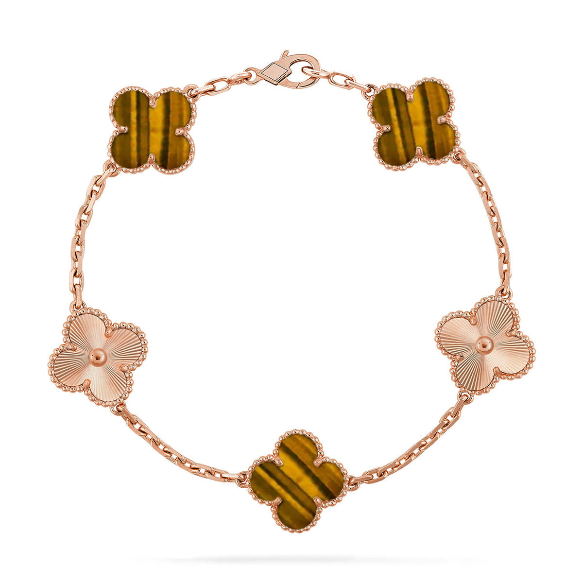 [Love's Uplift] CLOVER 5 MOTIFS TIGER EYE BRACELET COLLECTION