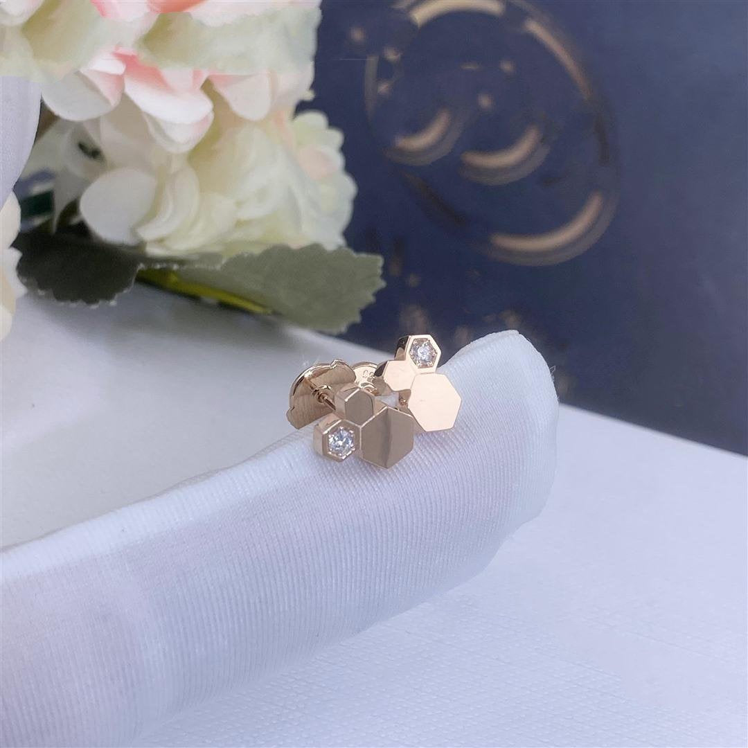 [Love's Uplift]BEE LOVE PINK GOLD DIAMOND EARRINGS