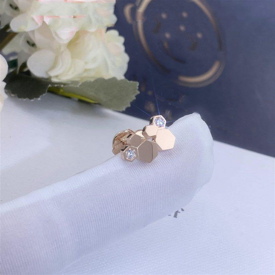 [Love's Uplift]BEE LOVE PINK GOLD DIAMOND EARRINGS