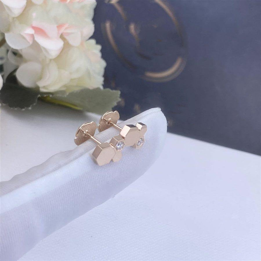 [Love's Uplift]BEE LOVE PINK GOLD DIAMOND EARRINGS