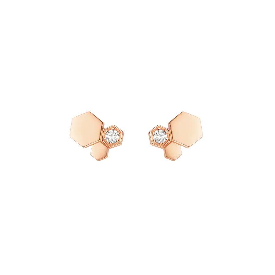 [Love's Uplift]BEE LOVE PINK GOLD DIAMOND EARRINGS