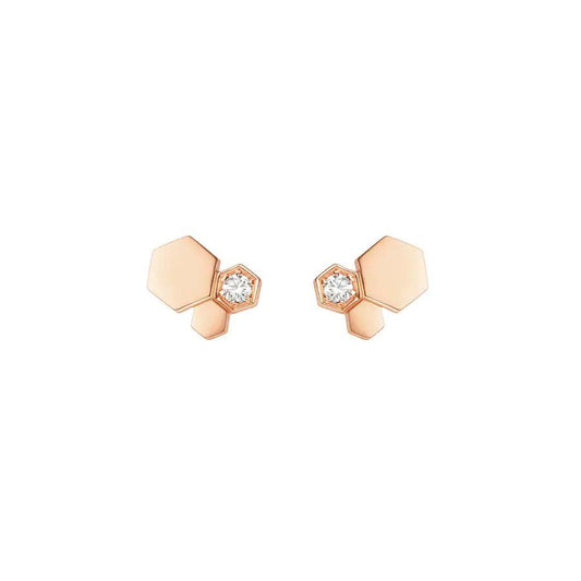 [Love's Uplift]BEE LOVE PINK GOLD DIAMOND EARRINGS