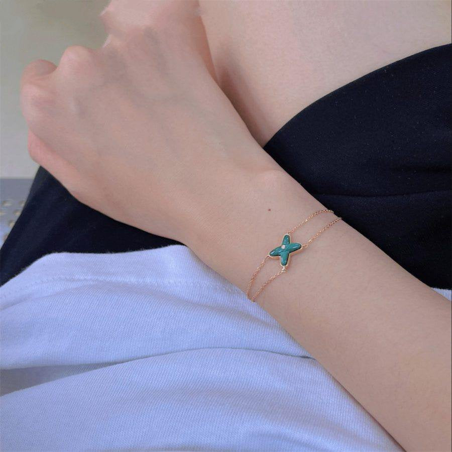 [Love's Uplift]JEUX BRACELET MALACHITE PINK GOLD 1 DIAMOND