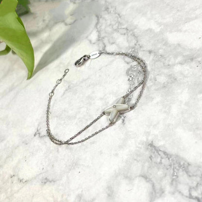 [Love's Uplift]JEUX BRACELET WHITE MOP SILVER 1 DIAMOND