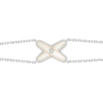 [Love's Uplift]JEUX BRACELET WHITE MOP SILVER 1 DIAMOND