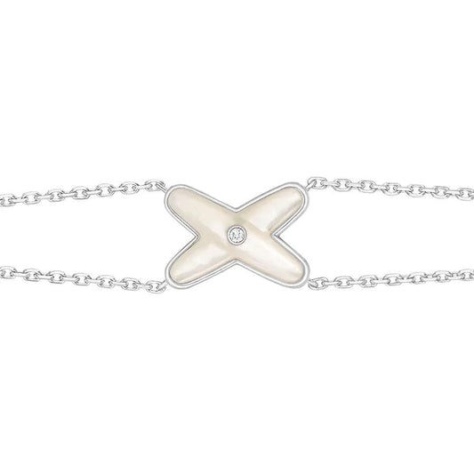 [Love's Uplift]JEUX BRACELET WHITE MOP SILVER 1 DIAMOND