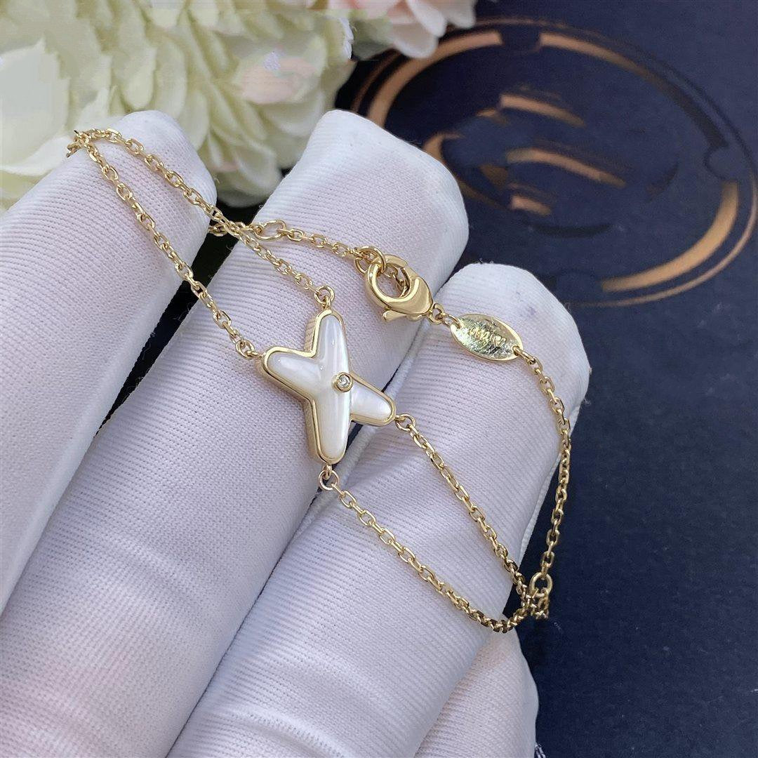 [Love's Uplift]JEUX BRACELET WHITE MOP GOLD 1 DIAMOND
