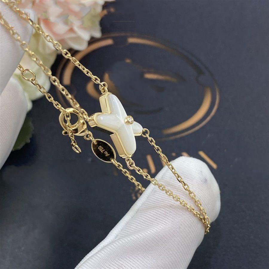 [Love's Uplift]JEUX BRACELET WHITE MOP GOLD 1 DIAMOND