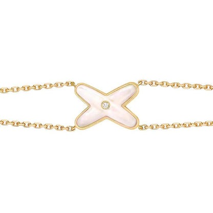 [Love's Uplift]JEUX BRACELET WHITE MOP GOLD 1 DIAMOND