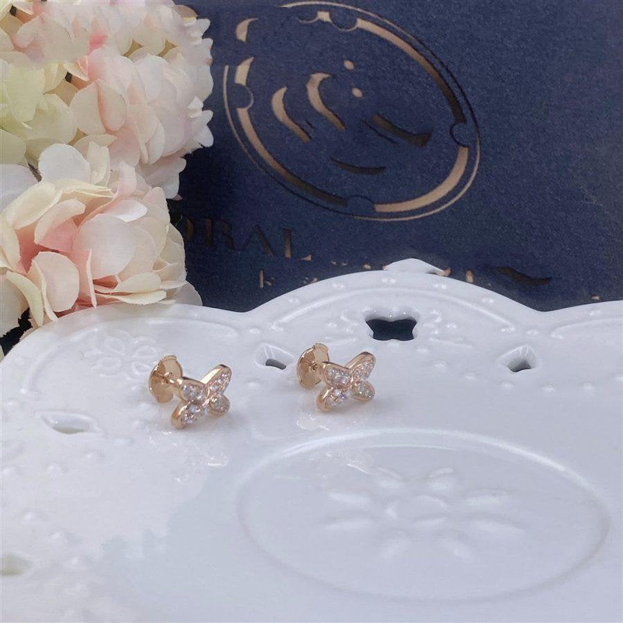 [Love's Uplift]JEUX DE PINK GOLD DIAMOND EARRINGS
