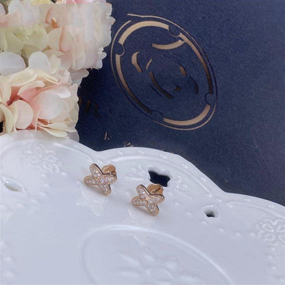 [Love's Uplift]JEUX DE PINK GOLD DIAMOND EARRINGS