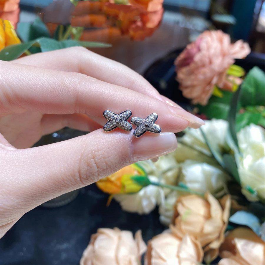 [Love's Uplift]JEUX DE SILVER DIAMOND EARRINGS