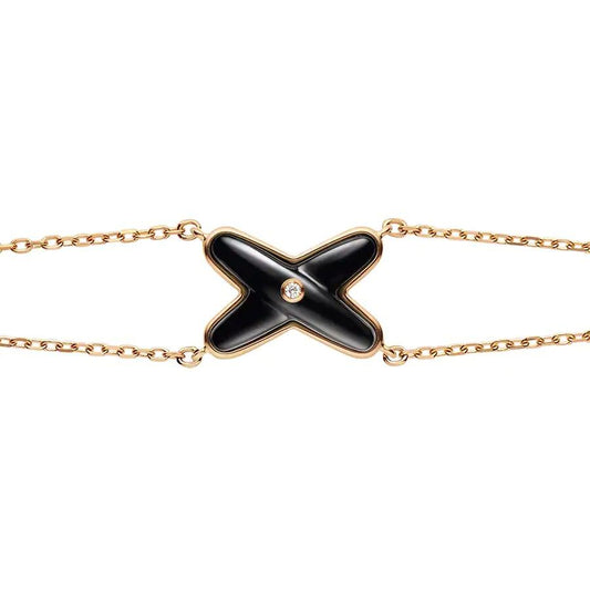 [Love's Uplift]JEUX BRACELET ONYX PINK GOLD 1 DIAMOND