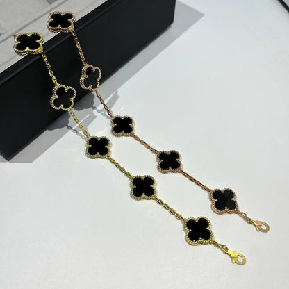 [Love's Uplift]CLOVER  5 MOTIFS BLACK ONYX BRACELET