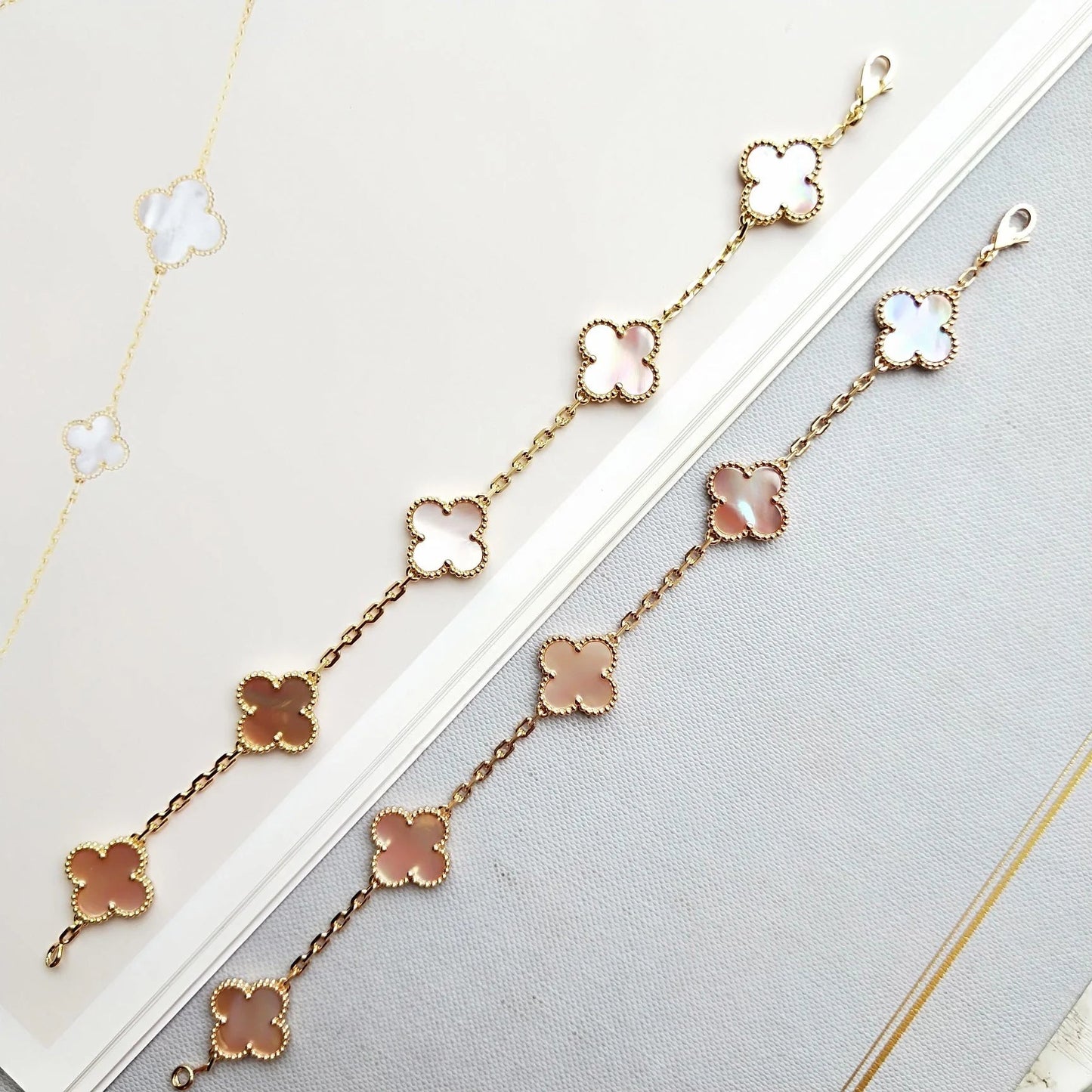 [Love's Uplift]CLOVER 5 PINK MOP BRACELET