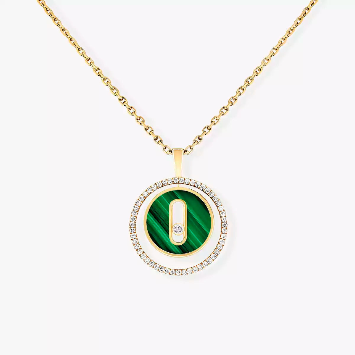 [Love's Uplift ]Lucky Move Diamond Necklace in Rose Gold and White Mother-of-Pearl