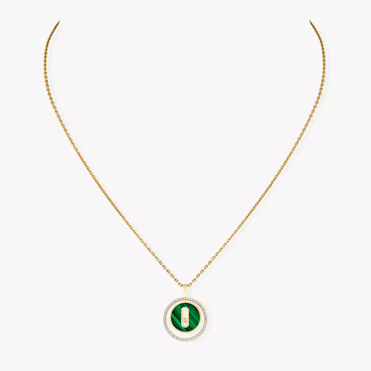 [Love's Uplift ]Lucky Move Diamond Necklace in Rose Gold and White Mother-of-Pearl