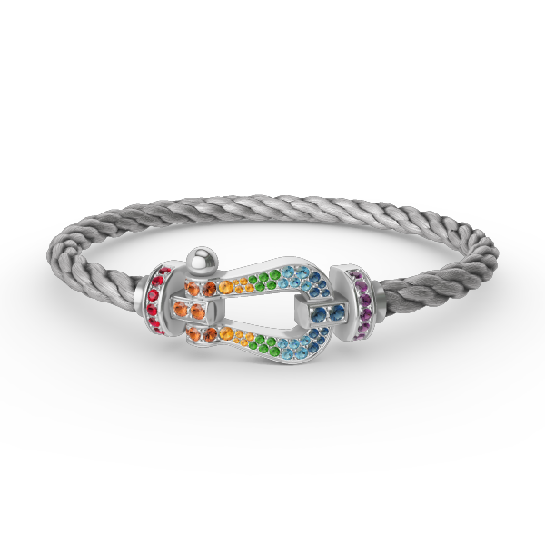 [Love's Uplift]FORC LARGE HORSESHOE  COLORED DIAMOND BRACELET SILVER