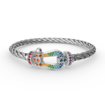 [Love's Uplift]FORC LARGE HORSESHOE  COLORED DIAMOND BRACELET SILVER