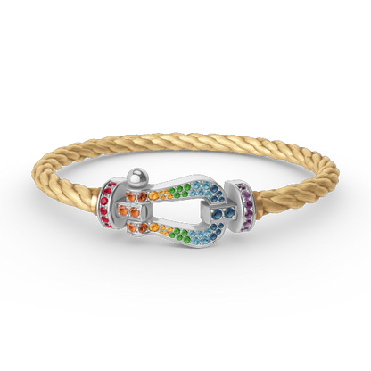 [Love's Uplift]FORC LARGE HORSESHOE  COLORED DIAMOND BRACELET SILVER