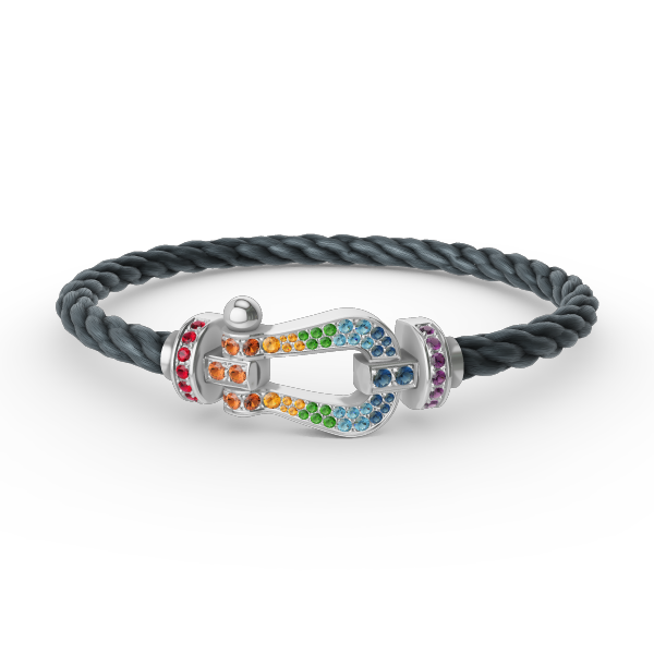 [Love's Uplift]FORC LARGE HORSESHOE  COLORED DIAMOND BRACELET SILVER