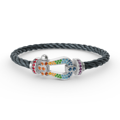 [Love's Uplift]FORC LARGE HORSESHOE  COLORED DIAMOND BRACELET SILVER