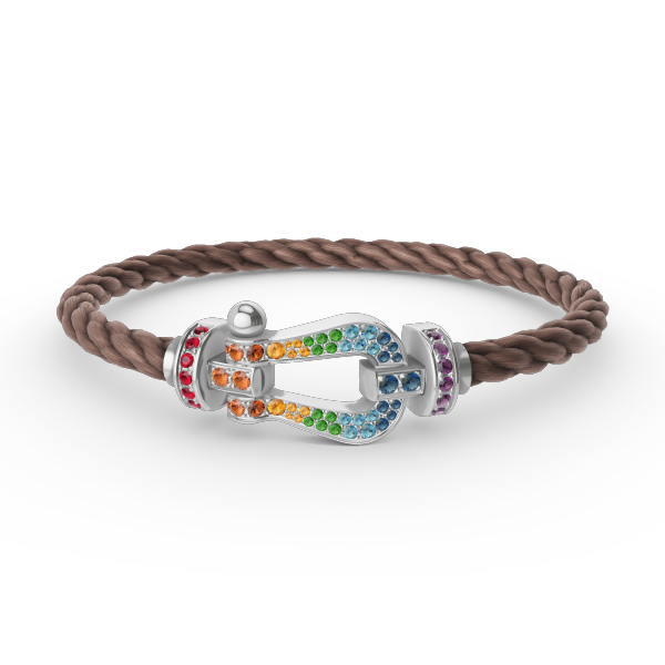 [Love's Uplift]FORC LARGE HORSESHOE  COLORED DIAMOND BRACELET SILVER