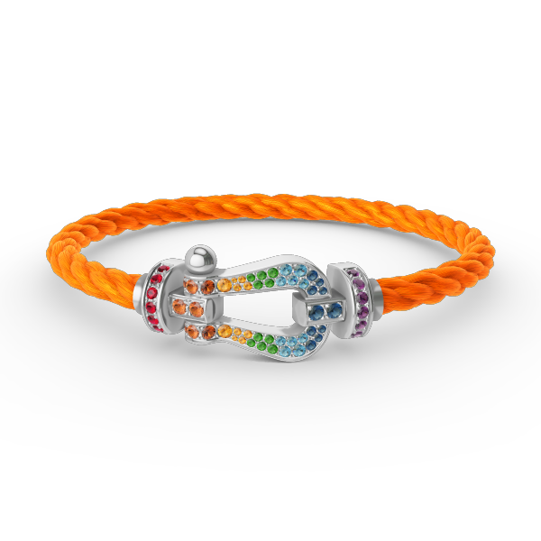[Love's Uplift]FORC LARGE HORSESHOE  COLORED DIAMOND BRACELET SILVER