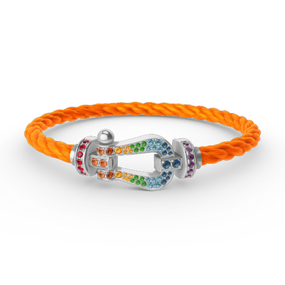 [Love's Uplift]FORC LARGE HORSESHOE  COLORED DIAMOND BRACELET SILVER