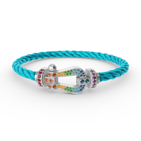 [Love's Uplift]FORC LARGE HORSESHOE  COLORED DIAMOND BRACELET SILVER