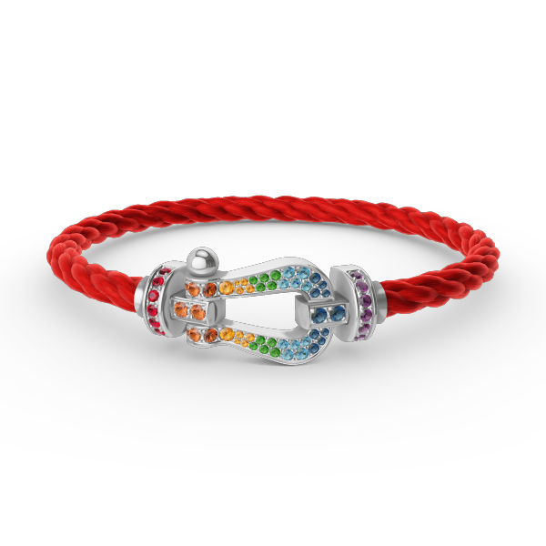[Love's Uplift]FORC LARGE HORSESHOE  COLORED DIAMOND BRACELET SILVER