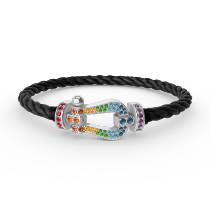 [Love's Uplift]FORC LARGE HORSESHOE  COLORED DIAMOND BRACELET SILVER