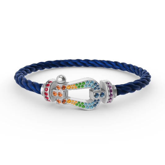 [Love's Uplift]FORC LARGE HORSESHOE  COLORED DIAMOND BRACELET SILVER