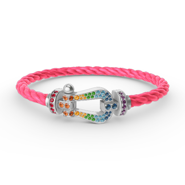 [Love's Uplift]FORC LARGE HORSESHOE  COLORED DIAMOND BRACELET SILVER
