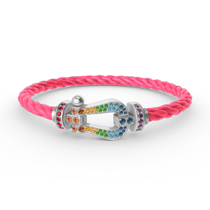 [Love's Uplift]FORC LARGE HORSESHOE  COLORED DIAMOND BRACELET SILVER